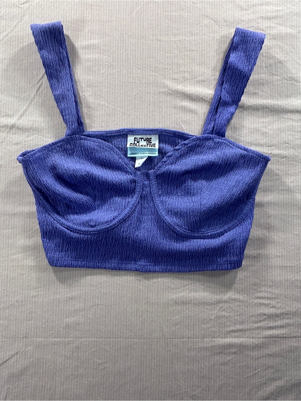 Future Collective Purple Ribbed Crop Top